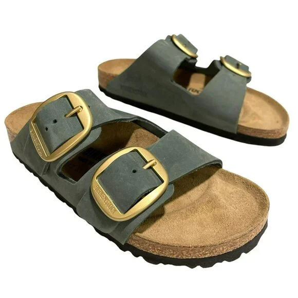 Birkenstock Arizona Big Buckle Sandals 37 6 Green NEW - Picture 1 of 7